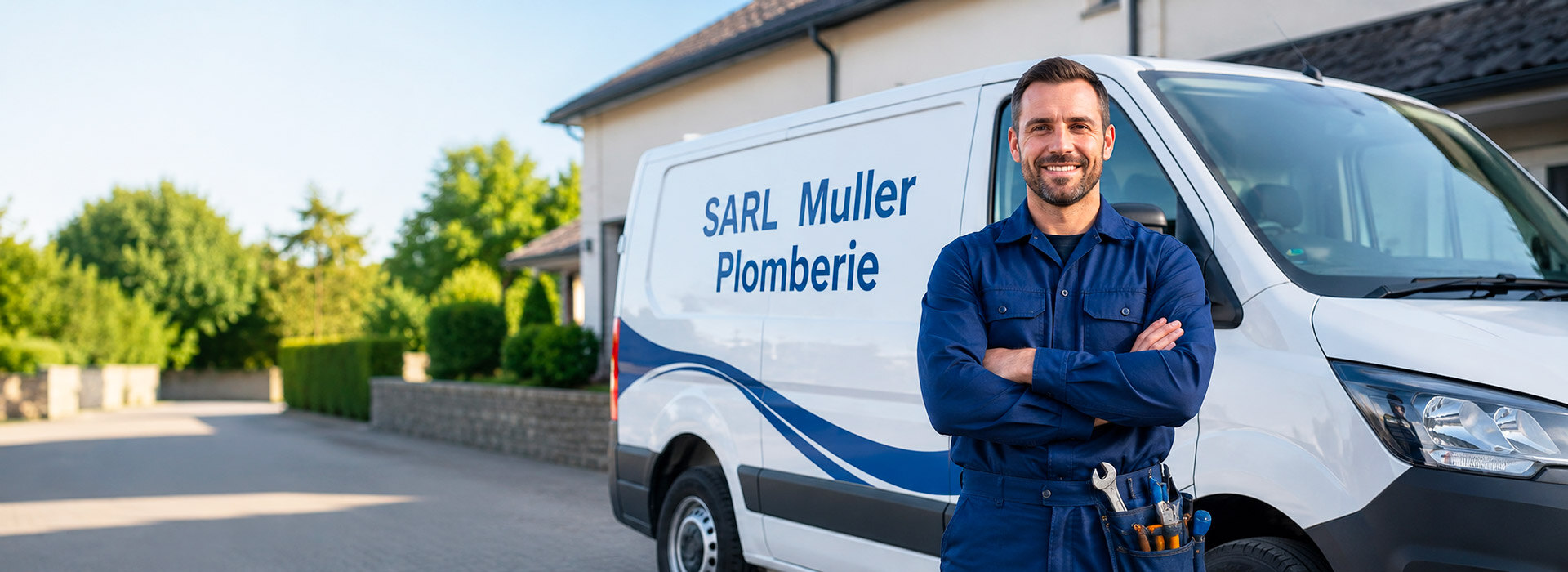 Plombier SARL Muller devant sa camionnette